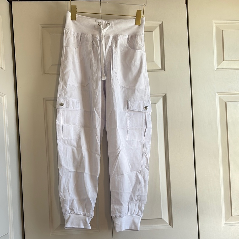 White Cargo Jogger Pants